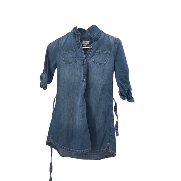 Old Navy Girls' Medium Wash Blue Denim Button Down Jean Dress Youth Size Small - Picture 1 of 6